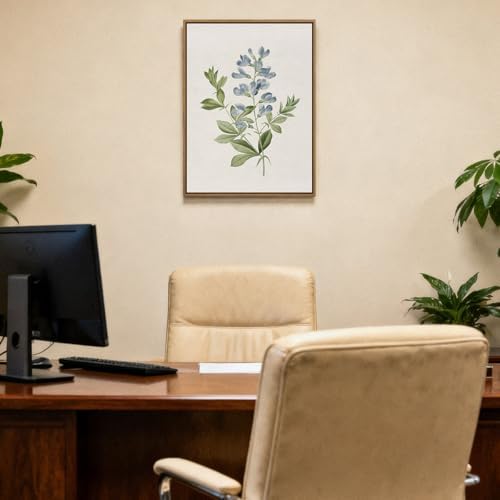 JOWOROLO Framed Floral Botanical Wall Art Blue Flowers Canvas Painting Prints - Image 7