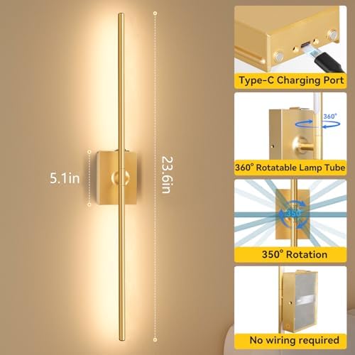Battery Operated Wall Sconces Set of 2, Remote Control - Image 5