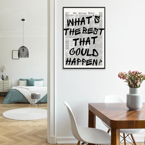 Retro Black And White Newspaper Poster Whats The Best That Could Happen Canvas - Image 5