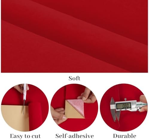 VaryPaper 15.7"x78.7" Self Adhesive Red Velvet Fabric Soft Felt Drawer Liner - Image 5