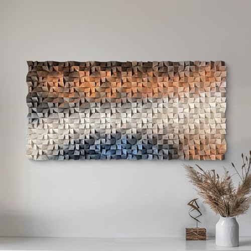 LIUZEYUE Contrasting Pine Relief, Modern Wood Wall Sculpture, Block Relief - Image 6