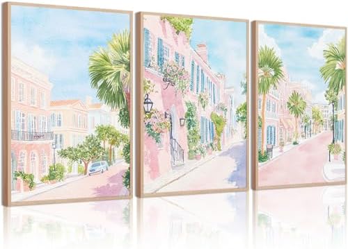 Charleston South Carolina Wall Art Preppy Watercolor Posters Pastel Coquette by Unknown