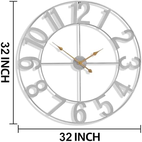 Sorbus Large Wall Clock, Metal Frame, Battery Powered - Image 3
