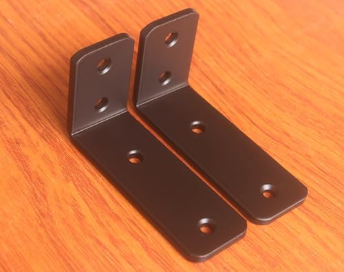 4 Pack - L 4" x H 2" x W1.5, 5mm Thick Black L Shelf Bracket, Iron Shelf - Image 5
