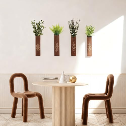4-Pack Wooden Wall Vases, Slim Pine Wall Planters - Image 5