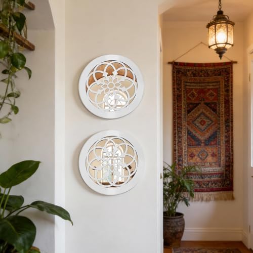 Set of 2 Boho Round Wall Mirror - Image 5