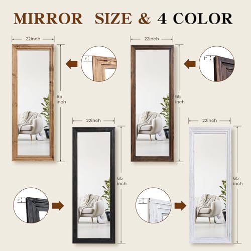 65x22in Full Length Mirror, 3-Tier Stepped Solid Wood Frame - Image 2