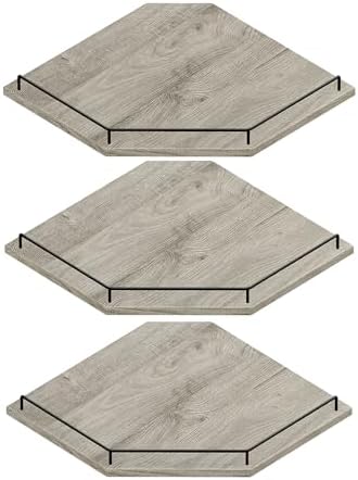 JJL Corner Shelf Wall Mounted, 12 Inches 3-Tier Floating Corner Shelf, Hexagon by Unknown