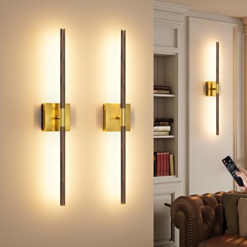 Walnut Gold Battery Operated Wall Sconce by Morauroral