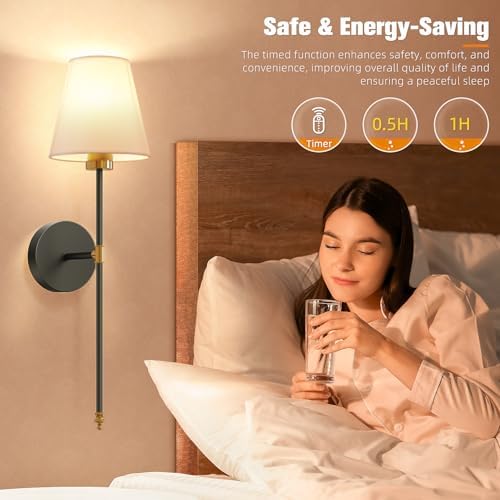 NIORSUN 19.9 inch Battery Operated Wall Sconce Set of 2, Wireless Sconces - Image 5