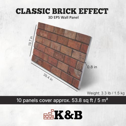 K&B Panels 3D Wall Panels, Classic Brick Effect Styrofoam Wall Panelling - Image 3