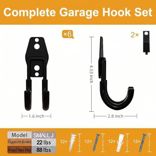 Garage Hooks, 6 Pack Small Round Wall Hooks - Image 2