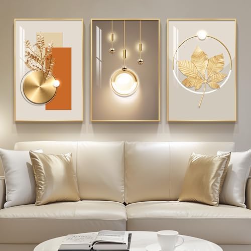 Framed Modern Luxury Gold Large Wall Art by Cuspin