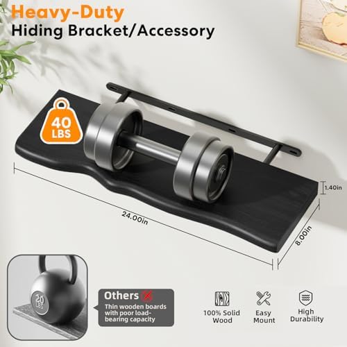 Organic Wavy Edge Floating Shelves, Hidden Brackets, 2 Pack 24 in - Image 3