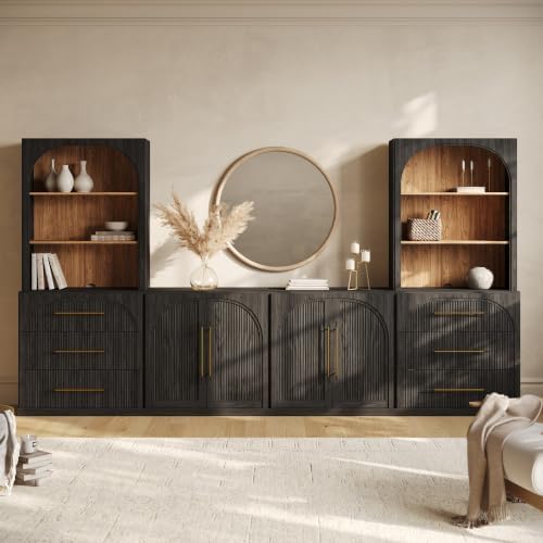BELLEZE Jagger 130" Wall Unit 6-Piece Modular TV Stand by BELLEZE