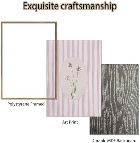 KISSFOX 3 Piece Floral Framed Wall Art Pink Wildflower Canvas Wall Art Flower - Image 4