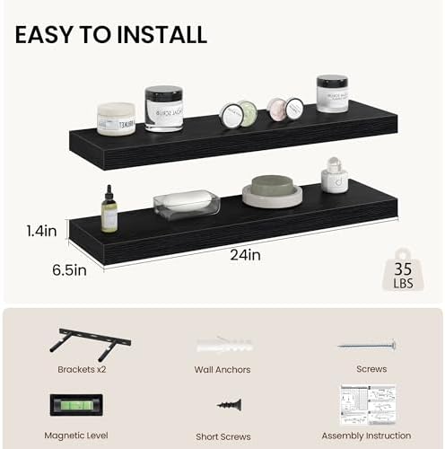Vivelove 24 Inch Floating Shelves Wall Mounted - Image 3