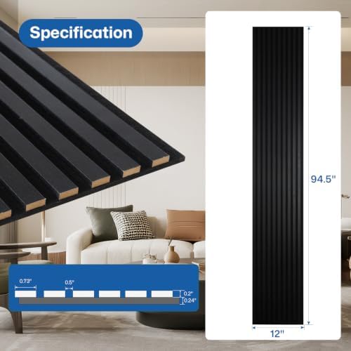 Yuzzy Wood Slat Wall Panel 4 Pack, 94.5" x 12" Acoustic Wall Panels - Image 2