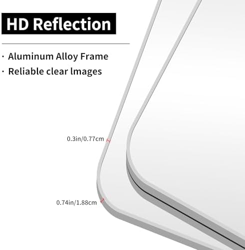 55x30 Inch Silver Bathroom Mirror, Large Rectangular Vanity Mirror, Metal - Image 6