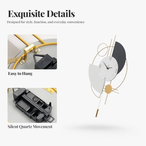 Cuspin Modern Wall Clock with Pendulum - Image 6