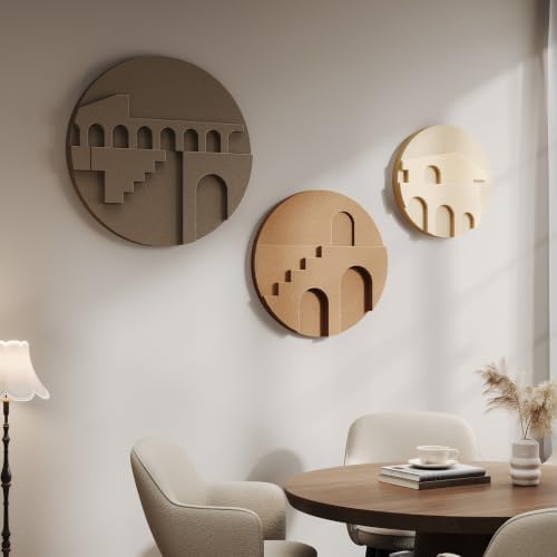 3D Textured Round Neutral Abstract Boho Wall Art - Image 3