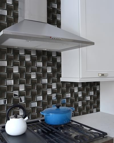 5 Sheets Black Tiles Metal Mosaic Wall Backsplash Tile 3D Wall Panels - Image 4