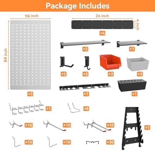 WALMANN 113 PCS Pegboard Wall Tool Organizer Kit - Image 4