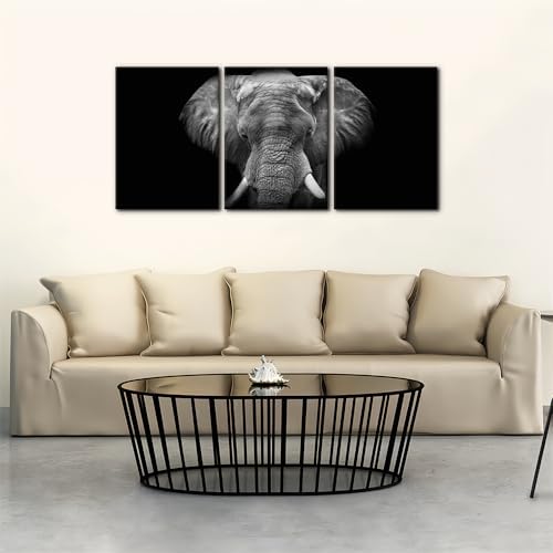 Pacimo 3 Pieces Wall Art for Living Room Elephant Canvas Wall Decor for Bedroom - Image 2