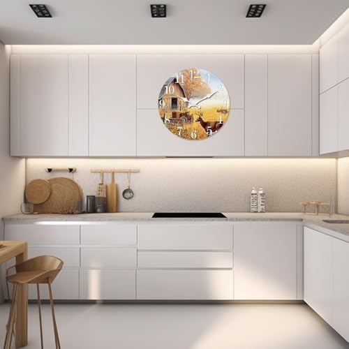 XNM Farmhouse Wooden Wall Clocks Battery Operated 12 Inch - Image 6