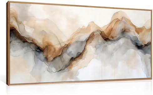 Abstract Neutral Watercolor Framed Canvas Wall Art Set -20"×40" - Image 5