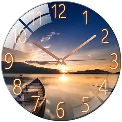 Ergocar Glass Wall Clock Silent Scanning Mechanical Round Glass Wall Clock by Ergocar