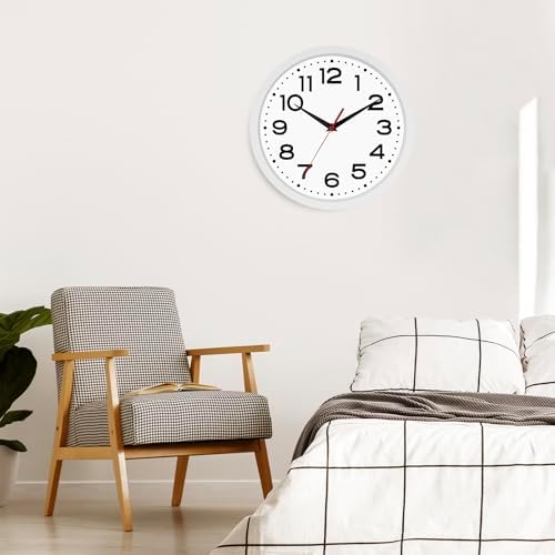 Roymnie 8 Inch Small Wall Clock, Battery Operated Silent Non Ticking White - Image 6