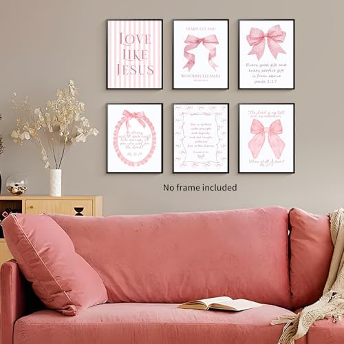 3 Piece Pink Bows Wall Art for Girls Room College Gifts for Girls 8x10 In - Image 3