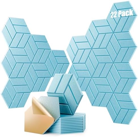 22Pcs Acoustic Panels with Self-adhesive, Hexagonal Soundproof Wall Panels High by OTUOER