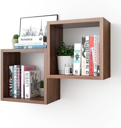 Kaboon Cube Floating Shelves Set2, Display Shelves Wall Mount 7.75" D x 12.5" W by Kaboon