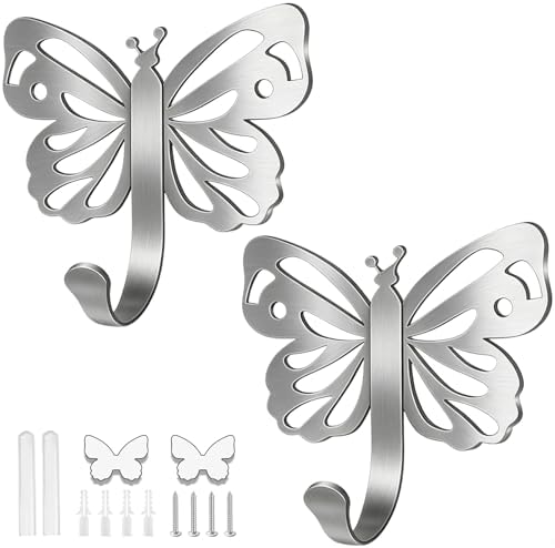 Majewel Silvery Hooks for Hanging, Butterfly Hooks for Shower Wall Hangs by Unknown