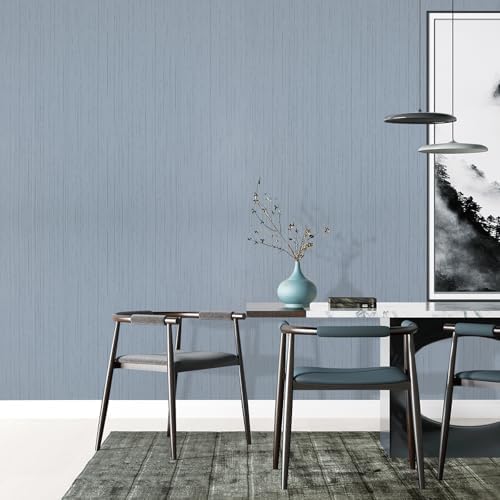 Grey Blue Peel and Stick Grasscloth Texture Wallpaper 15.74" x 196.85" - Image 6