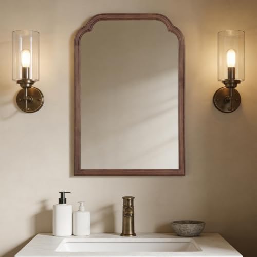 WallBeyond Wooden Framed Wall Mirror, Natural Wood Bathroom Vanity Mirror by WallBeyond