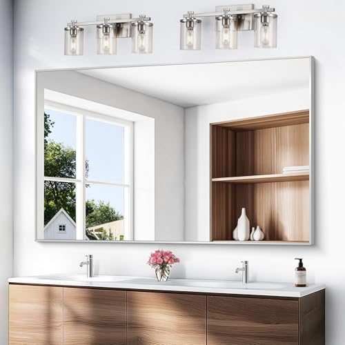 BONEWEI Silver Bathroom Mirror, 60x40 inch Wall Mirror - Image 2