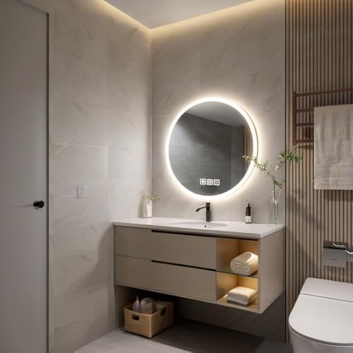 FLJ 28X28 inch Round LED Bathroom Mirror - Image 2