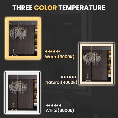 LOAAO 30"X36" LED Bathroom Mirror Black Framed - Image 6