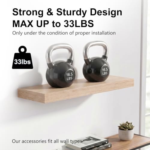 Oak Wood Floating Shelves, 24 Inch Long Wooden Wall Shelf Set of 3 - Image 4