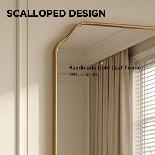 36"x24" Gold Wall Bathroom Mirror, Scalloped Edge Vanity Mirror - Image 6