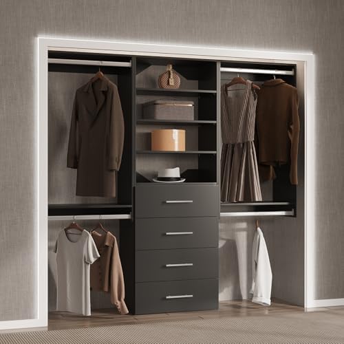 4 Drawer Short Tower Closet Unit, Modular Closet System, Wood Closet System - Image 2