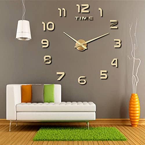 THIDARGO 3D DIY Wall Clock Arabic Numerals Clock Frameless Mirror Surface Wall by THIDARGO