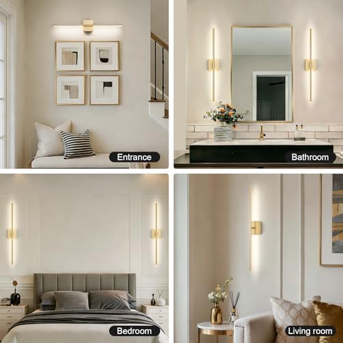 Battery Operated Wall Sconce, 3000K-6000K Dimmable Gold Wall Lights - Image 7