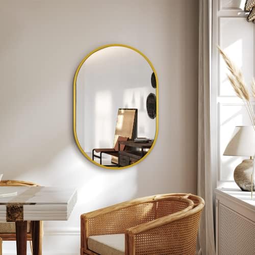 Delma 30x20 Gold Oval Bathroom Mirror - Image 4