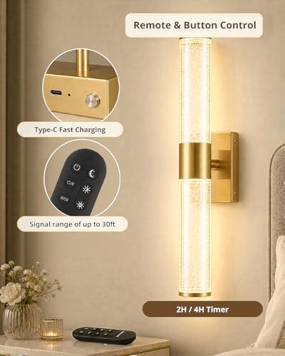 Wall Sconces, Battery Operated Wall Sconce - Image 6