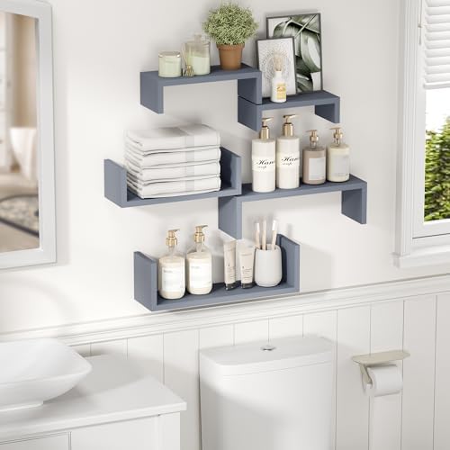 SRIWATANA Weathered Gray Floating Shelves - Image 4