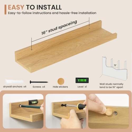 Dreamland Picture Ledge Shelf for Wall, Floating Shelves Set of 2, 20 inch Long - Image 4